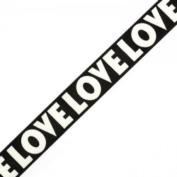 Лента репсовая с рисунком Love шир.20мм цв.черный уп.50м