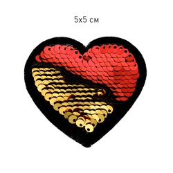 Термоаппликации арт.TBY-2160 Сердце с пайетками 5х5см, золото уп.10шт.