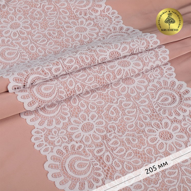 Кружево-стрейч KRUZHEVO арт.TBY.YSTL00839 шир.205мм цв.004 сумрачно-белый уп.25м