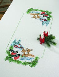Набор для вышивания PERMIN арт.58-6291 Скатерть Косуля в снегу 33х90 см