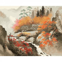 Картина по номерам с цветной схемой на холсте Molly арт.KK0740 Японский пейзаж 40х50 см