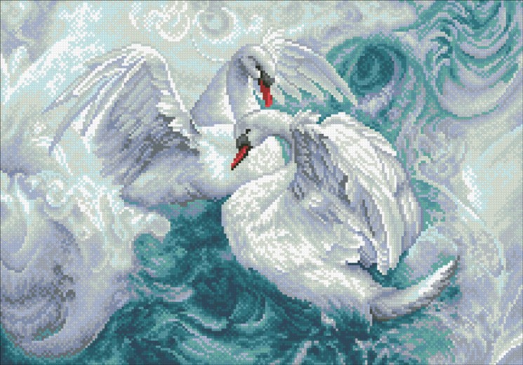 Набор "Паутинка" для изготовления картины со стразами арт.М311 Лебеди 50х35 см