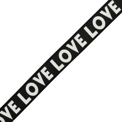 Лента репсовая с рисунком Love арт.TBY.LDRW2501 шир.25мм цв.черный уп.50м