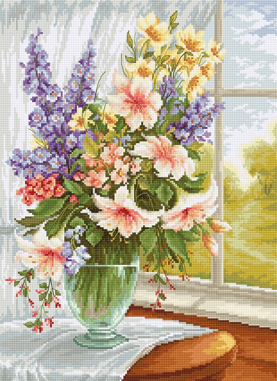 Набор для вышивания LUCA-S арт. BU4015 Цветы у окна 25х34 см