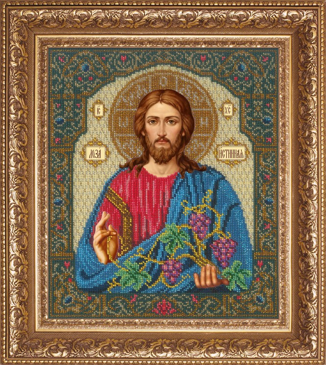 Набор для вышивания бисером РУССКАЯ ИСКУСНИЦА арт.508 БИ Иисус Христос – Лоза истинная 27х32 см