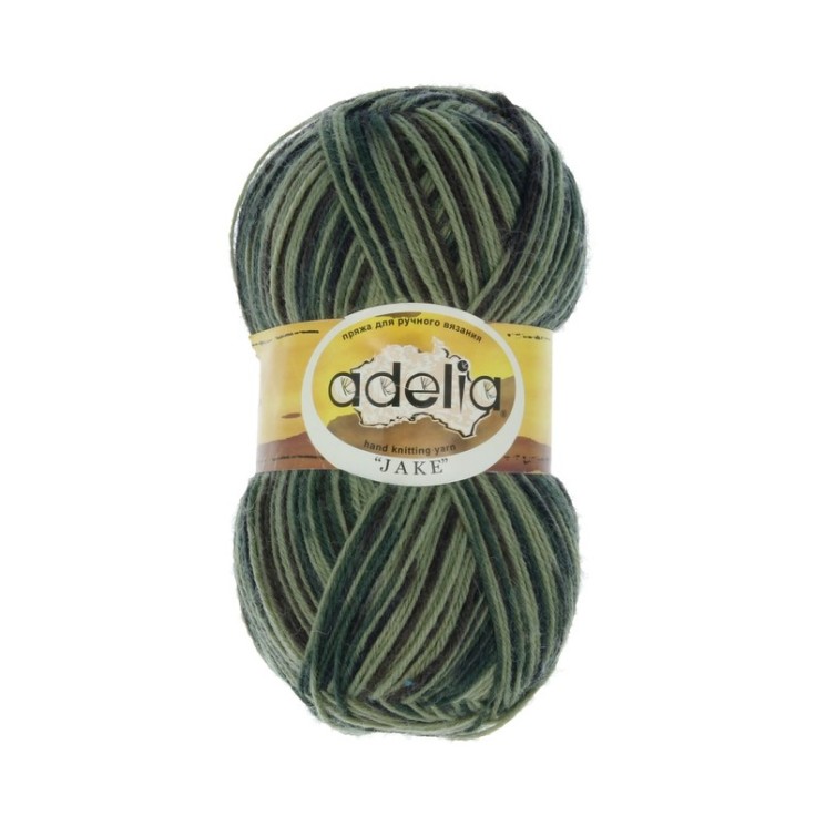 Пряжа ADELIA JAKE (75% шерсть, 25% нейлон) 5х100г/400м цв.18 зеленый/т.зеленый/т.серый