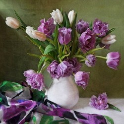 Картины мозаикой Molly арт.KM0681 Букет с тюльпанами (28 цветов) 30х30 см