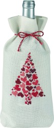 Набор для вышивания PERMIN арт.79-5256 Мешочек для бутылки Новогодняя ёлка с сердцами 16х28 см
