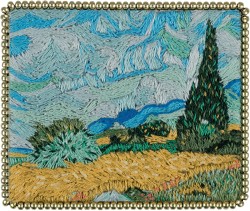Набор для вышивания PANNA Живая картина арт. MET-JK-2266 Брошь. Пшеничное поле с кипарисами 6х5 см