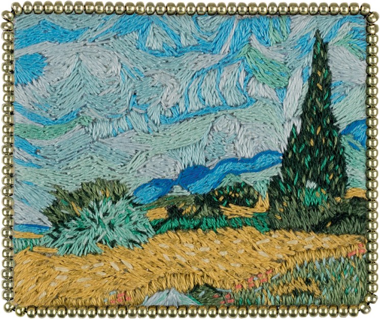 Набор для вышивания PANNA Живая картина арт. MET-JK-2266 Брошь. Пшеничное поле с кипарисами 6х5 см