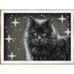 Рисунок на ткани (Бисер) КОНЁК арт. 9942 Черный кот 29х39 см