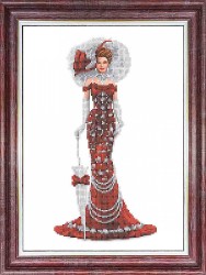 Рисунок на ткани КАРОЛИНКА арт. КБЛ-3043 Дама в красном 38х24 см