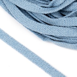 Шнур плоский х/б 12мм турецкое плетение цв.020 голубой уп.50 м