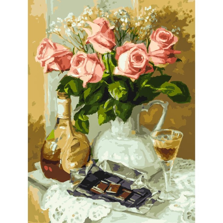 Картины по номерам Белоснежка арт.БЛ.283-AS Розы и шоколад 30х40 см