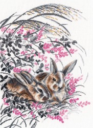 Набор для вышивания ОВЕН арт. 1428 Кролики 26х35 см
