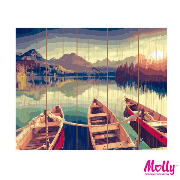 Картины по номерам на дереве Molly арт.KD0088 Тихий вечер (28 Цветов) 40х50 см упак