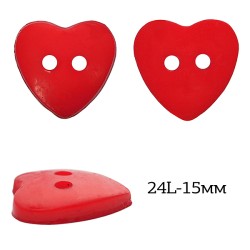 Пуговицы пластик Сердце TBY.P-1624 цв.03 красный 24L-15мм, на 2 прокола, 50 шт
