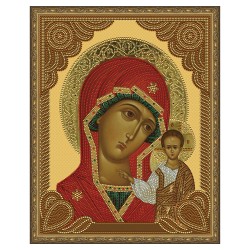 Картина 5D мозаика с нанесенной рамкой Molly арт.KM0789 Казанская Божия Матерь (14 цветов) 40х50 см