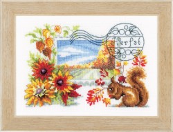 Набор для вышивания VERVACO арт.PN-0148643 Осенняя почтовая марка 21х15 см