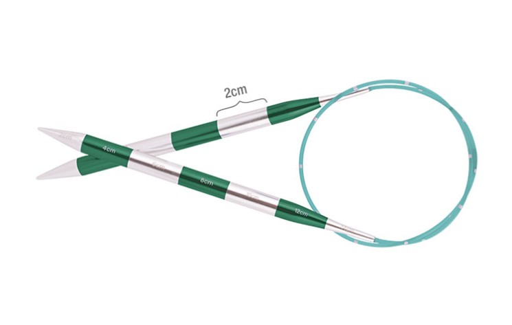 42096 Knit Pro Спицы круговые SmartStix 8мм/80см, алюминий, серебристый/изумрудный