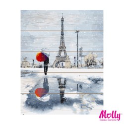 Картины по номерам на дереве Molly арт.KD0093 Зимний Париж (27 Цветов) 40х50 см упак