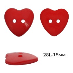 Пуговицы пластик Сердце TBY.P-1628 цв.03 красный 28L-18мм, на 2 прокола, 50 шт