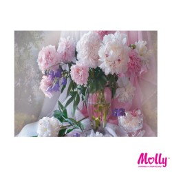 Картины по номерам Molly арт.KH0247 Пионы в стеклянной вазе (17 Цветов) 15х20 см