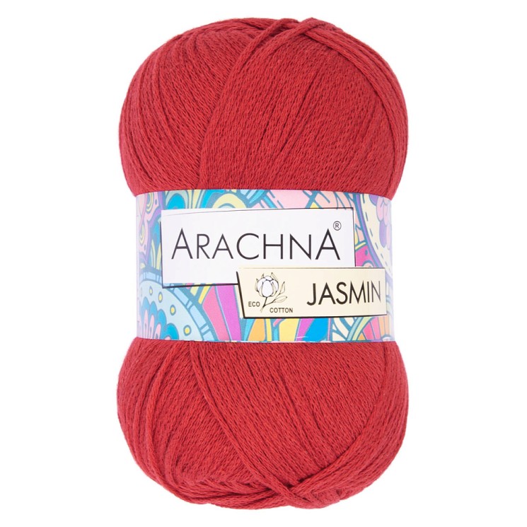 Пряжа ARACHNA JASMIN (80% хлопок, 20% полиэстер) 5х100г/250м цв.160 красный