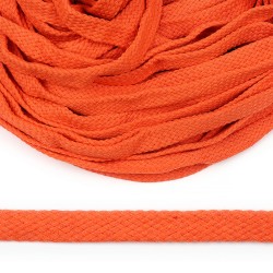 Шнур плоский х/б 10мм турецкое плетение цв.008 оранжевый уп.50 м