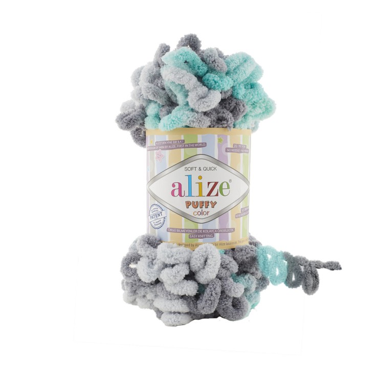Пряжа для вязания Ализе Puffy color (100% микрополиэстер) 5х100г/9м цв.6076