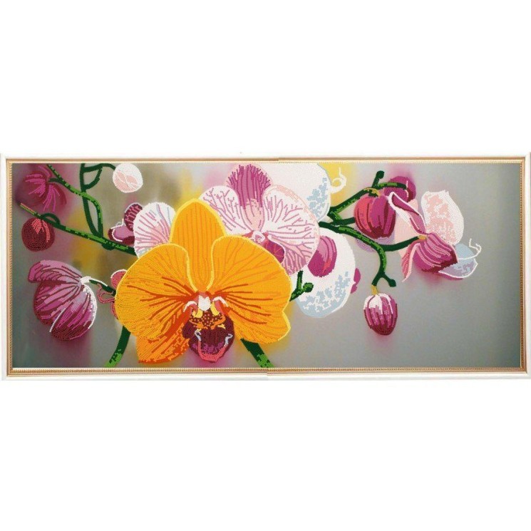 Рисунок на ткани (Бисер) КОНЁК арт. 8496 Нежные орхидеи 25х65 см
