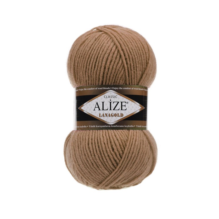 Пряжа для вязания Ализе LanaGold (49% шерсть, 51% акрил) 5х100г/240м цв.466 т.бежевый