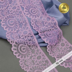 Кружево-стрейч KRUZHEVO арт.TBY.YSTL00839/N шир.90мм цв.L1566 лаванда уп.3м