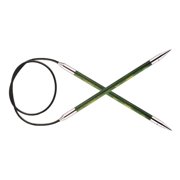 29118 Knit Pro Спицы круговые Royale 5,5мм 100см, ламинированная береза, зеленый