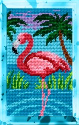 Набор для вышивания с пряжей BAMBINI арт.X2313 Фламинго 15х25 см