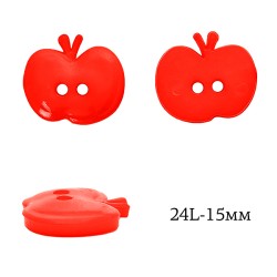 Пуговицы пластик Яблоко TBY.P-1324 цв.03 красный 24L-15мм, на 2 прокола, 50 шт