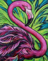 Набор "Колор Кит" картина со стразами арт.КК.CKC007 Розовый фламинго 40х50