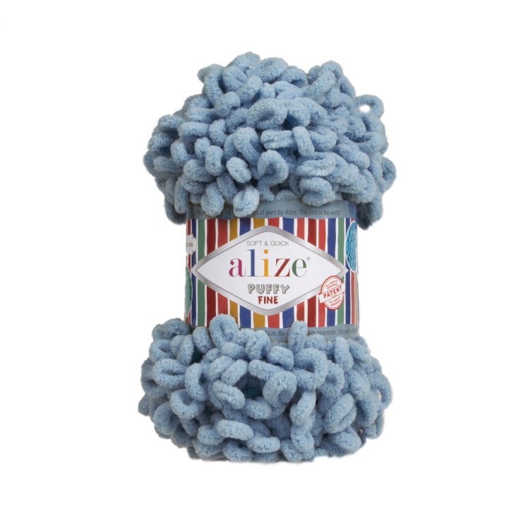 Пряжа для вязания Ализе Puffy Fine (100% микрополиэстер) 5х100г/14м цв.280 сумеречно синий упак (1 упак)