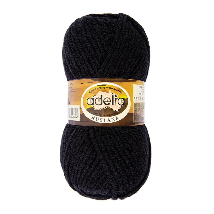 Пряжа ADELIA RUSLANA (75% акрил, 25% шерсть) 5х100г/100м цв.15 черный