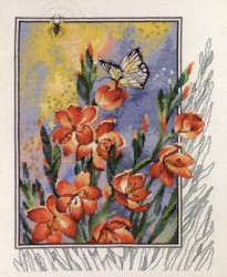 Набор для вышивания PERMIN арт.70-4180 Паучок, бабочка в цветах 40х47 см