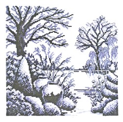 Набор для вышивания PERMIN арт.70-7105 Парковый ландшафт (графика) 32х32 см