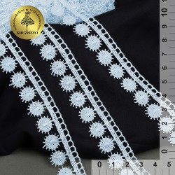 Кружево гипюр KRUZHEVO арт.TR.8GB0730 шир.20мм цв.голубой, уп.9м