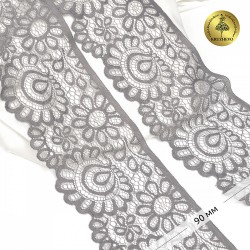 Кружево-стрейч KRUZHEVO арт.TBY.YSTL00839/N шир.90мм цв.L2475 серый уп.3м