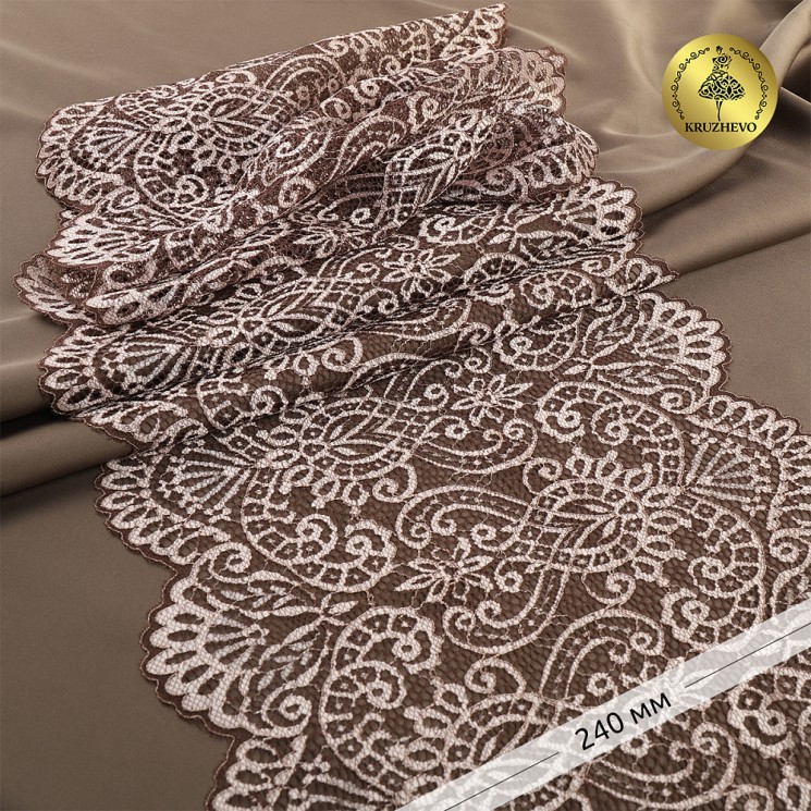 Кружево-стрейч KRUZHEVO арт.TBY.40992 шир.240мм цв.бежевый уп.25м