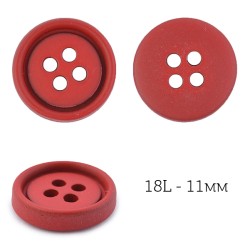 Пуговицы пластик TBY.J.9004A цв.09 красный 18L-11мм, 4 прокола, 72шт