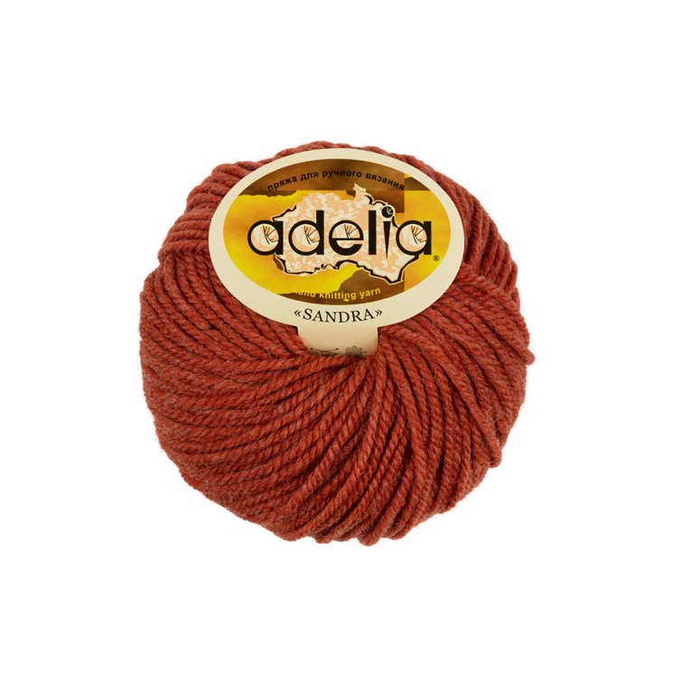 Пряжа ADELIA SANDRA (50% шерсть, 50% акрил) 10х50г/90м цв.06 красно-оранжевый