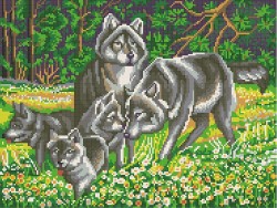 Рисунок на канве КОНЁК арт. 7819 Волчья семья 29х39 см