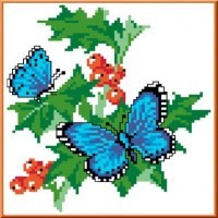 Набор для вышивки с нанесенным рисунком КАРОЛИНКА арт. КТКН-013(р) Бабочки на смородине 14,7х13,5 см