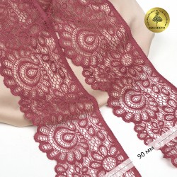 Кружево-стрейч KRUZHEVO арт.TBY.YSTL00839/N шир.90мм цв.L2925 розовый рубин уп.3м