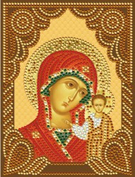 Картина 5D мозаика с нанесенной рамкой Molly арт.KM0958 Казанская Божия Матерь (6 цветов) 15х20 см упак
